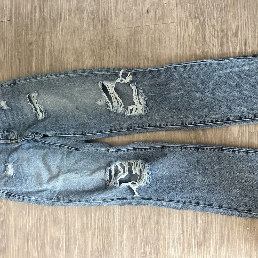 Distressed Blue Jeans